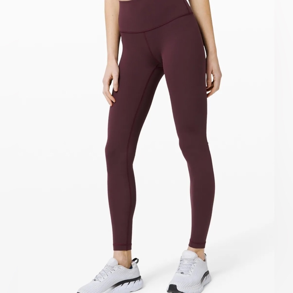Red merlot lululemon high rise align leggings 28”